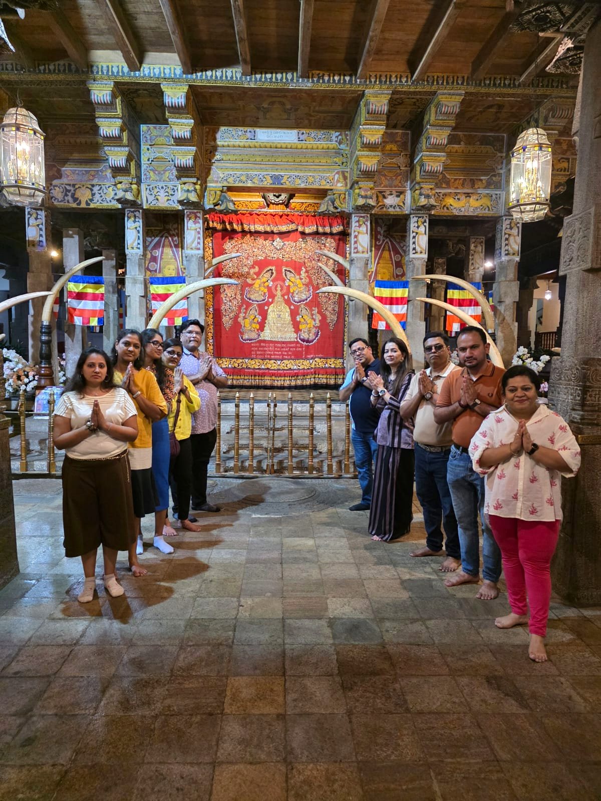 Guests inside the Temple of the Tooth, Kandy